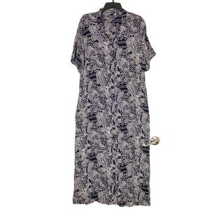 Endless Options Women's Plus size 2X black white Paisley Maxi  shirtdress